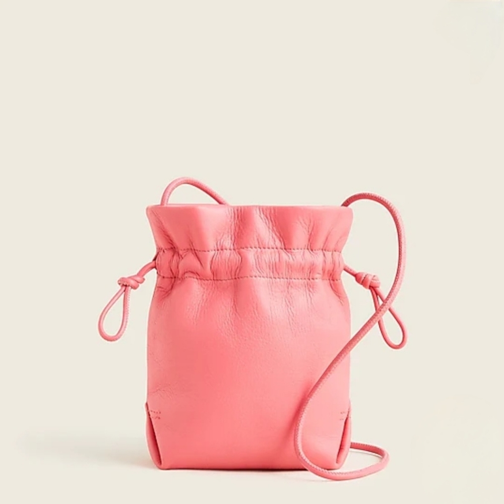 J Crew Lisbon drawstring bag in leather